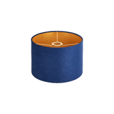 Photograph: Idolite Nuvola 30cm Round Navy Velvet Shade With Gold Paper Lining And Gold Finish Carrier