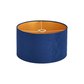 Photograph: Idolite Nuvola 40cm Round Navy Velvet Shade With Gold Paper Lining And Gold Finish Carrier