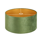 Photograph: Idolite Nuvola 50cm Round Moss Green Velvet Shade With Gold Paper Lining And Gold Finish Carrier