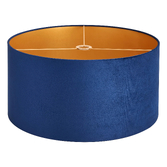 Photograph: Idolite Nuvola 60cm Round Navy Velvet Shade With Gold Paper Lining And Gold Finish Carrier