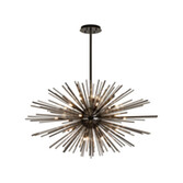 Photograph: Idolite Ohird 100cm Black Chrome And Smoke 24 Light Horizontal Sputnik Glass Pendant Light