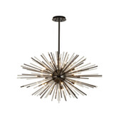 Photograph: Idolite Ohird 110cm Black Chrome And Clear 24 Light Horizontal Sputnik Glass Pendant Light
