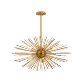 Photograph: Idolite Ohird 110cm Brass Chrome And Clear 24 Light Horizontal Sputnik Glass Pendant Light