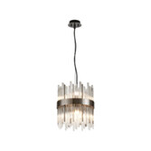 Photograph: Idolite Ohird 26cm Black Chrome And Clear 6 Light Round Glass Pendant Light