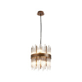 Photograph: Idolite Ohird 26cm Painted Matt Bronze And Clear 6 Light Round Glass Pendant Light