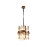 Photograph: Idolite Ohird 26cm Painted Matt Bronze And Cognac 6 Light Round Glass Pendant Light
