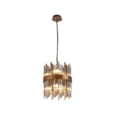 Photograph: Idolite Ohird 26cm Painted Matt Bronze And Smoke 6 Light Round Glass Pendant Light