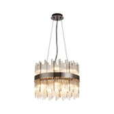 Photograph: Idolite Ohird 40cm Black Chrome And Clear 6 Light Round Glass Pendant Light