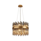 Photograph: Idolite Ohird 40cm Brass And Smoke 6 Light Round Glass Pendant Light