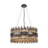 Photograph: Idolite Ohird 60cm Black Chrome And Smoke 6 Light Round Glass Pendant Light
