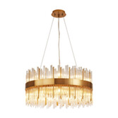 Photograph: Idolite Ohird 60cm Brass And Clear 6 Light Round Glass Pendant Light