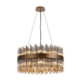 Photograph: Idolite Ohird 60cm Painted Matt Bronze And Smoke 6 Light Round Glass Pendant Light