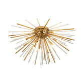 Photograph: Idolite Ohird 75cm Brass And Clear 12 Light Sputnik Flush Glass Ceiling Light