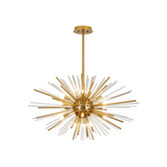 Photograph: Idolite Ohird 75cm Brass Chrome And Clear 18 Light Horizontal Sputnik Glass Pendant Light