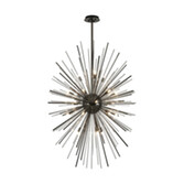 Photograph: Idolite Ohird 80cm Black Chrome And Clear 24 Light Vertical  Sputnik Glass Pendant Light