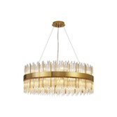 Photograph: Idolite Ohird 80cm Brass And Clear 6 Light Round Glass Pendant Light