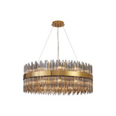 Photograph: Idolite Ohird 80cm Brass And Smoke 6 Light Round Glass Pendant Light