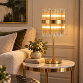 Photograph: Idolite Ohird Brass And Cognac 6 Light Table Lamp - Switched