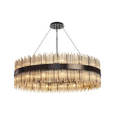Photograph: Idolite Ohird Large 100cm Black Chrome And Cognac 30 Light Round Glass Pendant Light
