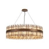Photograph: Idolite Ohird Large 100cm Painted Matt Bronze And Cognac 30 Light Round Glass Pendant Light