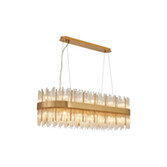Photograph: Idolite Ohird Large 100cm X 35cm Brass And Clear Oblong 24 Light Linear Glass Pendant Light