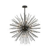 Photograph: Idolite Ohird Large 110cm Black Chrome And Smoke 18 Light Sputnik Glass Pendant Light
