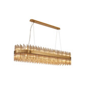 Photograph: Idolite Ohird Large 150cm X 40cm Brass And Cognac Oblong 24 Light Linear Glass Pendant Light