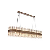 Photograph: Idolite Ohird Large 150cm X 40cm Painted Matt Bronze And Clear Oblong 24 Light Linear Glass Pendant Light