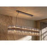 Photograph: Idolite Ohird Large 150cm X 40cm Painted Matt Bronze And Smoke Oblong 24 Light Linear Glass Pendant Light