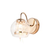 Photograph: Idolite Patterson 1 Light French Gold Finish Single Wall Light Complete With Clear Glass and Crystal Decoration - IP44