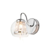 Photograph: Idolite Patterson 1 Light Polished Chrome Single Wall Light Complete With Clear Glass and Crystal Decoration - IP44