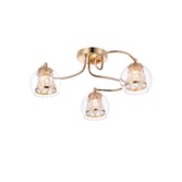 Photograph: Idolite Patterson 3 Light French Gold Finish Flush Bathroom Light Complete With Clear Glasses and Crystal Decoration - IP44