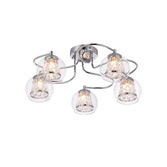 Photograph: Idolite Patterson 5 Light Polished Chrome Flush Bathroom Light Complete With Clear Glasses and Crystal Decoration - IP44