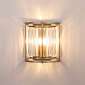 Photograph: Idolite Petra 2 Light Wall Lamp Antique Brass With Clear Crystal