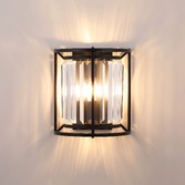 Photograph: Idolite Petra 2 Light Wall Lamp Satin Black With Clear Crystal