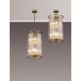 Photograph: Idolite Petra 2 Tier 6 Light Pendant/Semi-Flush Ceiling Light Antique Brass With Clear Crystal