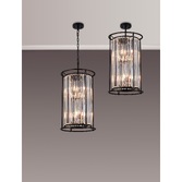 Photograph: Idolite Petra 2 Tier 6 Light Pendant/Semi-Flush Ceiling Light Satin Black With Clear Crystal