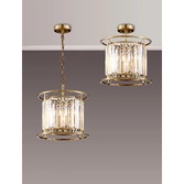 Photograph: Idolite Petra 3 Light Pendant/Semi-Flush Ceiling Light Antique Brass With Clear Crystal