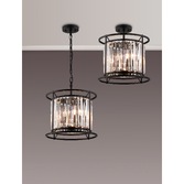 Photograph: Idolite Petra 3 Light Pendant/Semi-Flush Ceiling Light Satin Black With Clear Crystal