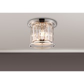 Photograph: Idolite Petra 3 Light Round Flush Ceiling Light Polished Nickel With Clear Crystal