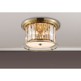 Photograph: Idolite Petra 4 Light Round Flush Ceiling Light Antique Brass With Clear Crystal