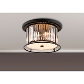 Photograph: Idolite Petra 4 Light Round Flush Ceiling Light Satin Black With Clear Crystal