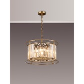 Photograph: Idolite Petra 6 Light Pendant/Semi-Flush Ceiling Light Antique Brass With Clear Crystal