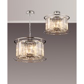 Photograph: Idolite Petra 6 Light Pendant/Semi-Flush Ceiling Light Polished Nickel With Clear Crystal