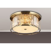 Photograph: Idolite Petra 6 Light Round Flush Ceiling Light Antique Brass With Clear Crystal