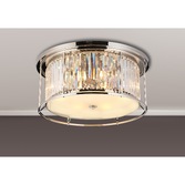 Photograph: Idolite Petra 6 Light Round Flush Ceiling Light Polished Nickel With Clear Crystal