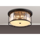 Photograph: Idolite Petra 6 Light Round Flush Ceiling Light Satin Black With Clear Crystal