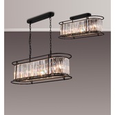 Photograph: Idolite Petra 7 Light Oval Linear Bar Pendant/Semi-Flush Ceiling Light Satin Black With Clear Crystal