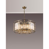 Photograph: Idolite Petra 8 Light Pendant/Semi-Flush Ceiling Light Antique Brass With Clear Crystal