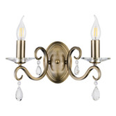 Photograph: Idolite Piti Antique Brass Double Crystal Wall Light